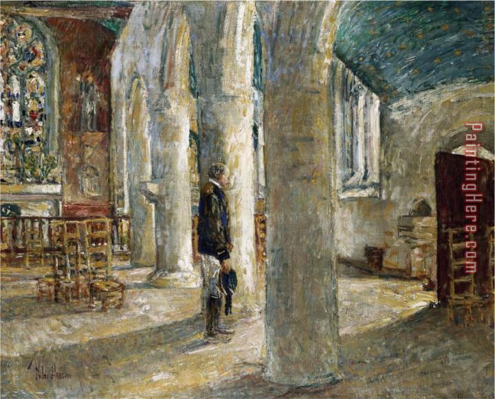 childe hassam Church Interior Brittany 1897